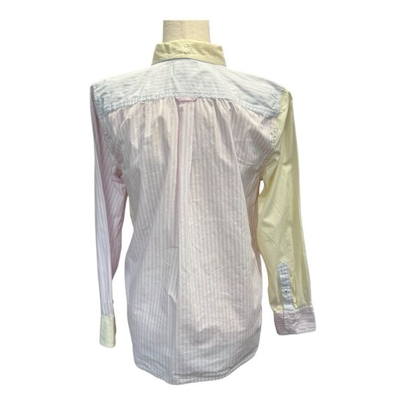 J Crew Womens Classic Fit Poplin Shirt~Size 10~Cocktail Stripe Yellow Top L15 14 - Picture 6 of 13